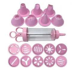 Handy Housewares 19pc Cookie & Cake Decorating Set - Includes Frosting Syringe, Cookie Stencil Caps and Decorating Tips - Random Color