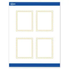 Avery Printable Rectangle Labels, Gold Border with Gold Dots, 4" x 3-1/3", Matte White Rectangle Labels, Permanent, Laser/Inkjet, 40ct, Great for Product Labels