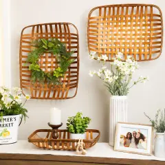 Northlight Rectangular Lattice Tobacco Baskets - Brown - Set of 3