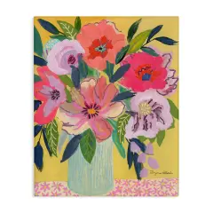 Stupell Industries Vibrant Pink Bouquet on Yellow Canvas Design by Suzanne Allard