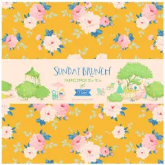 Tilda Sunday Brunch Fabric Stack - 40 - 10" x 10" Squares - 2 of each design - 100% Cotton