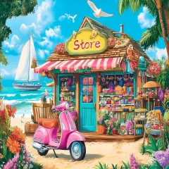 12x16 Inch - Beach House Flower Diamond Painting Kits