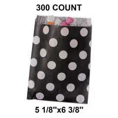 Large Dots Paper Merchandise Bags 5 1/8" x 6 3/8" Black