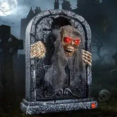 Halloween Animatronic Tombstone with Moving Skeleton