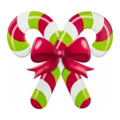 13" Metal Embossed Candy Canes: Lime Green/Red
