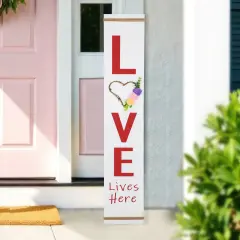 Northlight 39.25" "Love Lives Here" Wooden Valentine's Day Porch Board Sign Decoration White