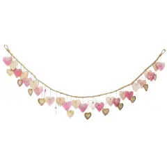 Jeweled Hearts Capiz Garland - Valentine's Day and Wedding Decor Pink