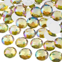 John Bead 16mm Round Acrylic Flat Back Rhinestones, 200pcs Yellow AB