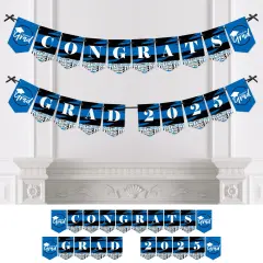 Big Dot of Happiness Blue Graduation Bunting Banner - Party Decorations - Congrats Grad 2025