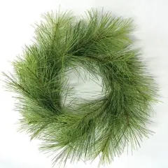 Stone Pine Ring with Long Pine Needles and Brown-Wrapped Base for Winter and Christmas Decor