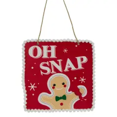 Northlight 6.25" Gingerbread Man "OH SNAP" Square Christmas Ornament Red