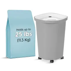 IRIS USA 25Lb/30Qt WeatherPro Airtight Pet Food Storage Container with Scoop and Casters Gray