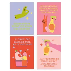 Cleaning-Themed Christmas Greeting Cards Boxed Set of 24 Holiday Notecards Featuring Funny Designs, Perfect for Cleaners, Housekeepers, and Janitorial Professionals