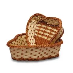 Two-Tone Bamboo Heart Shaped Baskets 7.875" x 6.875" x 2.25"