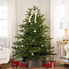 Northlight Real Touch&trade;️ Pre-Lit Full Oregon Noble Fir Artificial Christmas Tree - 7.5' - Warm White LED Lights Green