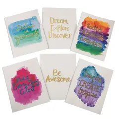 S&S Worldwide Watercolor Resist Art Prints, 6 each of 6 Inspirational Quotes For Adults and Teens, Use with Watercolor Paints, 8" x 10" Watercolor Paper w/Gold Metallic Raised Printing, Pack of 36