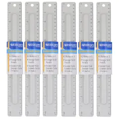2-Piece 12" Ruler with Pencil Storage, Pack of 6