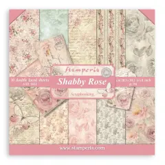 Stamperia Double-Sided paper Pad 8"X8" 10/Pkg-Shabby Rose