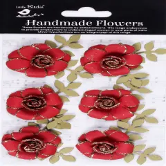 Little Birdie Pixie Rose Paper Flowers 6/Pkg-Cardinal Red