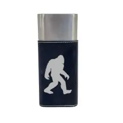 Cigar Case with Cutter - Bigfoot Sasquatch - Leather Black/Silver