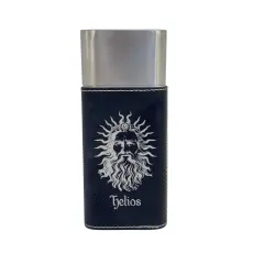 Cigar Case with Cutter - Helios God of the Sun - Leather Black/Silver