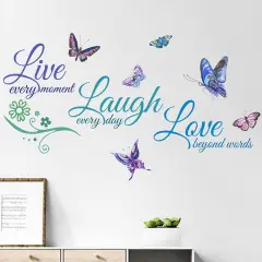 Live Love Laugh Set 3 Wall Motivational Decals - Green Blue Purple