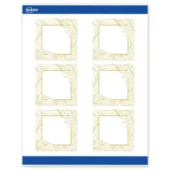 Avery Printable Square Labels with Sure Feed Technology, Pre-Printed Gold Florals, Matte White, 3" x 3", Laser & Inkjet Compatible, 60 Total, Great for Branding, Marketing, and Events