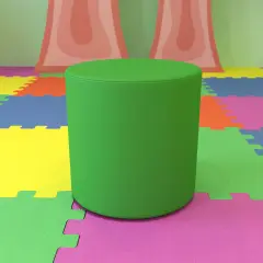 Emma and Oliver 18"H Soft Seating Flexible Circle Backless Chair for Classrooms and Common Spaces Green