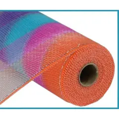 10" Poly Deco Foil Stripe Mesh Ribbon: Hot Pink, Green, Yellow, Lavender, Turquoise