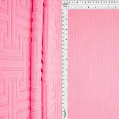 1 Yard Geo Towel Jacquard Knit Fabric 250 GSM, 58/59&Prime; Wide Polyester Spandex Blend PINK LT.
