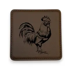 Coaster - Chicken - SET OF 2 - Leather or Stitched Cork Dark Brown/Black