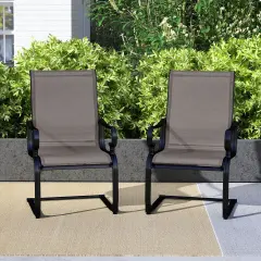 Set of 2 Patio Chairs with Ergonomic High Backrest and Sled Legs Suitable for Outdoor Seating Gray