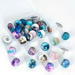 24Pcs Decorative Push Pins,Cute Push Pins,Thumb Tacks for Bulletin Board, Cork Board Thumbtacks, Cute Thumb Tacks for Organisation or Home Office Decorative(Marble Pattern)