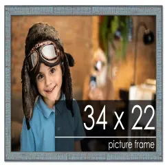 Textured Blue Picture Frame - UV Acrylic, Backing Board, Hanging Hardware Included