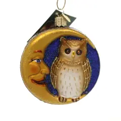Old World Christmas 3.75 In Owl In Moon Halloween Tree Ornament , Halloween Decor Moon Owl Halloween Multicolored
