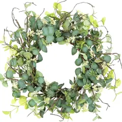 24 Inch Eucalyptus Foliage Wreath Spring Front Door Wreath Green Twigs