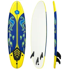 Foam Surfboard EPE EPS PP Lightweight Removable Fins Yellow