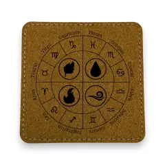 Coaster - Zodiac Elements - SET OF 2 - Leather or Stitched Cork Stitched Cork/Black