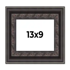 Photo Size 3.5" Wide Ornate Black Frame - UV Acrylic, Foam Board Backing, Hanging Hardware