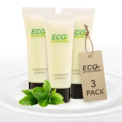 ECO AMENITIES Travel Size Conditioner - 25 PACK, 30mL, 1 oz Hotel Conditioner Bulk Supplies for Guests - Green Tea Scent Eco Conditioner, Mini Conditioner with Flip Cap