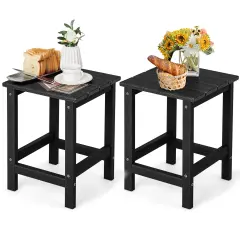 Small Square Patio Side Table in Black All-Weather HDPE Table for Garden or Backyard Use