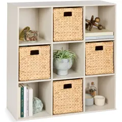 Best Choice Products 9-Cube Bookshelf, 13.5in Display Storage System, Organizer w/ Removable Back Panels Whitewash