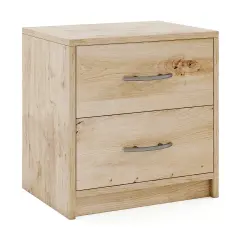 2-Drawer Nightstand, Sturdy Construction and Multiple Storage Options Oak