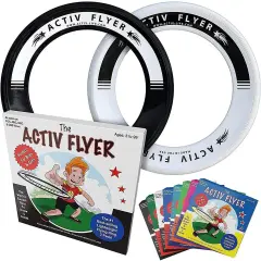 Activ Life 2 Pack Flying Rings for Kids, Fun Beach Toys, for Boys & Girls, Cool Family Outdoor Games, Play at Swimming Pool, Playground, Basket Fillers Birthday Presents, White/ Black, For Ages 3-14