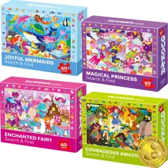 60 Pcs Puzzles for Kids | Unicorns, Amazonians