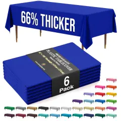 Exquisite 6-Pack Premium Plastic Tablecloth 54in. x 108in. Rectangle Plastic Table Cover Dark Blue