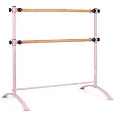 4 Foot Portable Freestanding Double Ballet Barre with 4 Level Adjustable Height Pink