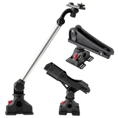 3-Piece Fishing Boat Accessory Set with Adjustable Go Pro Mount, Rod Holder, and Oar Holder
