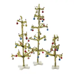 Cody Foster 12.75 In Victorian Tensel Tree Gold Christmas Decorative Tree Set , Christmas Decor Tinsel Decorated Ornaments Multicolored