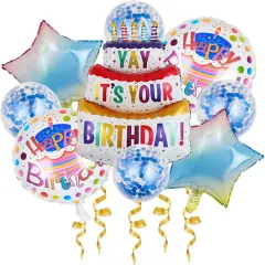 Balloons Birthday Cake Mylar Balloons - Purple
